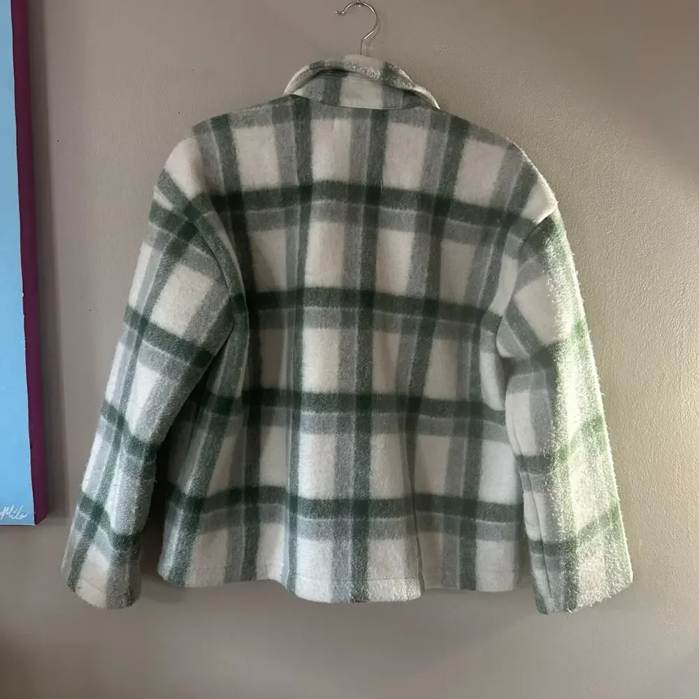 Madewell Jacquard Double-Breasted Crop Blazer in Plaid Size S